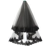 CTCOIJRN Velo da Sposa, Pettine for Velo, Set Fascia da Sposa, Copricapo da Sposa Velo da Sposa Nero Elegante Velo da Sposa in Pizzo Velo da Sposa in Tulle Velo da Sposa for Fidanzamento Copricapo da