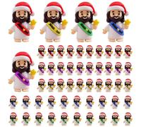 CTDWNT 50 statuette di Gesù, mini Gesù con cappello di Babbo Natale, multicolore, piccole statuette in miniatura per nascondere e cercare mini regali religiosi per Natale e Pasqua riempitivi (colori