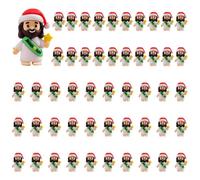 CTDWNT 50 statuette di Gesù, mini Gesù con cappello di Babbo Natale, multicolore, piccole statuette in miniatura per nascondere e cercare mini regali religiosi per Natale e uova di Pasqua (verde)