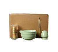 CTDWNT Set per matcha, ciotola con beccuccio e frusta, set da tè tradizionale giapponese Matcha, frusta in bambù, paletta tradizionale, ciotola in ceramica, set da tè giapponese (verde matcha scuro)