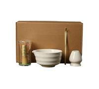 CTDWNT Set per matcha, ciotola con beccuccio e frusta, set da tè tradizionale giapponese Matcha, frusta in bambù, paletta tradizionale, ciotola in ceramica, set da tè giapponese (bianco)