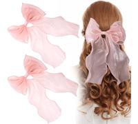 CTEAKOP 2 eleganti fiocchi per capelli rosa, fiocchi per capelli in filo di seta, da donna, fermagli per capelli in metallo, accessori per capelli francesi per donne, matrimoni, festival, feste