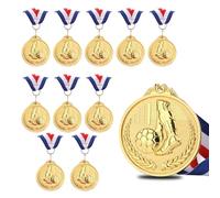 CTForest 11 Pezzi Medaglie d'oro in Plastica, Medaglie per Bambini, Medaglia d'oro in Metallo, per Vincere Tornei Calcio e Come Regalo per i Bambini(Calcio)