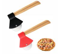 CTForest 2 Pezzi Taglierina per Pizza in Acciaio Inossidabile, Tagliapizza a forma di ascia, con Lama in Acciaio Inox & Manico in Di Legno, per Pizza,Torte e Pie,Waffle,Pane