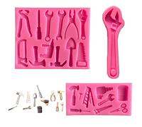 CTForest 3 Pezzi Stampi In Silicone Fondente, 3D Strumenti Duri In Silicone, Stampo Per Torte Chiave, Adatto Per Fare Torte(Rosa)