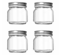 CTForest 4 Pezzi Multiuso Mason Jar con Coperchi, Vasetti di Vetro per Conserve, per Marmellata, Miele Sottaceti, Preparazione e Conservazione dei Pasti(250ml)