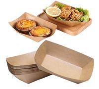 CTForest 50 Pezzi Vassoi in Cartone Kraft, Barchette per Finger Food, Scatola per Patatine Fritte, Adatti per Patatine Fritte, Snack, Macarons e Altri Alimenti