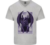 Cthulhu Follow Tuo God Kraken Mitologia Uomo Scollo A V Cotone T-Shirt