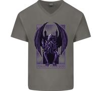 Cthulhu Follow Tuo God Kraken Mitologia Uomo Scollo A V Cotone T-Shirt