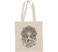 Cthulhu H P Lovecraft Elder God Mandala - Borsa tote in cotone naturale, colore: Bianco