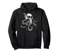 Cthulhu Kraken Skull Polpo Grafico Nautico Mostro Marino Felpa con Cappuccio