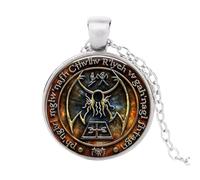 Cthulhu R'lyeh Sigil H.P. Lovecraft ciondolo gioielli vetro Cabochon collana, Lega di zinco