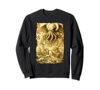 Cthulhu Sea Battle Vintage Giapponese Guerra Nave Mostro Mare Felpa