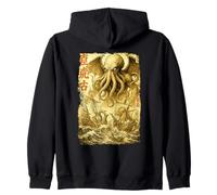 Cthulhu Sea Battle Vintage Giapponese Guerra Nave Mostro Mare Felpa con Cappuccio