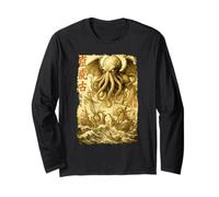 Cthulhu Sea Battle Vintage Giapponese Guerra Nave Mostro Mare Maglia a Manica