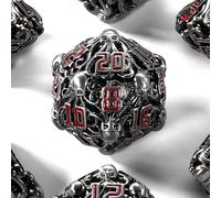Cthulhu, Set di 7 dadi in metallo cavi, adatti per Dungeons e Dragon RPG D&D Explorers Savage World e giochi da tavolo, dadi poliedrici D20 D12 D10 D8 D6 D4 D100 (02 nero)