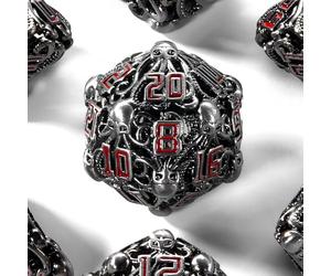 Cthulhu, Set di 7 dadi in metallo cavi, adatti per Dungeons e Dragon RPG D&D Explorers Savage World e giochi da tavolo, dadi poliedrici D20 D12 D10 D8 D6 D4 D100 (02 nero)