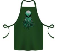 Cthulhu Verde Kraken Octopus Teschio Cotone Grembiule 100% Biologico