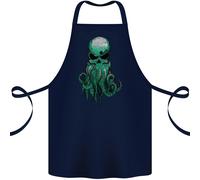Cthulhu Verde Kraken Octopus Teschio Cotone Grembiule 100% Biologico