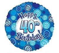 CTI Balloons 114734 Happy 40 Birthday Blue Dazzleoons, 43,2 cm