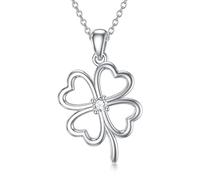 CTIEIP Collana con ciondolo a forma di quadrifoglio, in argento Sterling, con diamanti e fiori, idea regalo per lei, non conosciuta