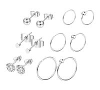 CTIRCHIU 12pezzi Piccolo Anello Al Naso in Inossidabile Orecchini Bottone Cerchietti Per Piercing Adatti Per Ragazze Feste Strade