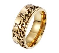 CTIRCHIU 1pezzi Anello Rotante Acciaio Titanio Con Numeri Romani Design Unisex e Alla Moda Per Occasioni Speciali e Cerimonie