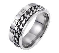 CTIRCHIU 1pezzi Anello Rotante Acciaio Titanio Con Numeri Romani Design Unisex Per Matrimonio e Occasioni Speciali e Resistente Taglia