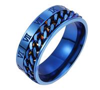 CTIRCHIU 1pezzi Unisex Fashion Titanium Steel Rotatable Numeri Romani Anello Acciaio Titanio Elegante e Resistente Per Matrimonio e Occasioni Speciali