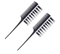 CTIRCHIU 2 Pezzi Pettine per Tinta Chioma Professionale in Plastica Nero Denti Mobili e Punta a Coda, Multiuso per Parrucchieri e Uso Domestico