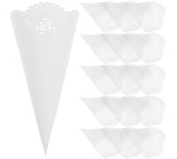 CTIRCHIU 20 Pezzi Coni in Carta Bianca Classici per Confetti, Contenitori Pratici a Forma di Cono per Decorazioni di Matrimonio e Feste, Stile Vintage Bordo a Rilievo