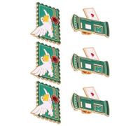 CTIRCHIU 6 Pezzi Dettagli Intricati Verde Vintage a Tema Postale in Metallo e Facile da Appuntare, per Abbigliamento Quotidiano e Raduni a Tema