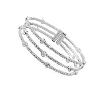 CTIRCHIU Braccialetto da Donna Argento in Lega Design Crystal, Elegante alla Moda, Bracciale Elastico Aperto Adatto per Compleanni e Pubblicità