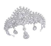 CTIRCHIU Cerchietto Sposa Corona di Perle e Strass in Lega di Zinco Argento, Accessorio Chioma Donna Elegante e Pratico per Halloween e Thanksgiving