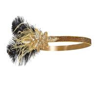 CTIRCHIU Fascia per Chioma Accessorio Elegante Piume e Paillettes Oro Vintage per Donne, per Matrimoni e Feste Anni Venti