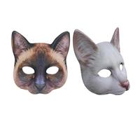 CTIRCHIU Maschere da Gatto Uniche e Realistiche 2 Pezzi e Eva per Feste in Costume Vestibilità Comoda e Design a Metà Volto Bianco