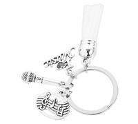 CTIRCHIU Portachiavi in Lega di Zinco Argento Microfono e Decorazione Chiavi e Nota Musicale Musica Design Compatto e Creativo per Uso Quotidiano