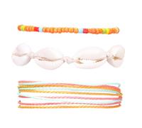 CTIRCHIU Set 3 Pezzi Cavigliere Bohemien Donna Perline Colorate in Filo di Cera e Conchiglie, Catena Resistente e Comoda da Indossare per Accessori Mare Estivi