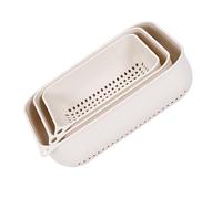 CTIRCHIU Set 3 Pezzi Scolapasta in Plastica Bianco per Frutta e Verdura, Cestelli Rettangolari a Forma Arcuata, Facile da Montare la Pulizia in Cucina