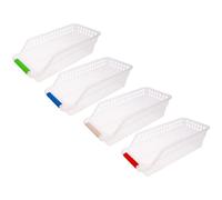 CTIRCHIU Set 4 Pezzi Contenitori da Cucina in Plastica Bianco Design a Lati Forati e Tipo Cassetto per Organizzare Frutta, Bevande e Giocattoli in Casa Colore Casuale