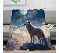 CTJQHVKZ Coperta in microfibra con stampa 3D con lupo ululante, calda e accogliente, per la notte e la notte, resistente allo sbiadimento, non perde pelo, per proprietari di abitazioni, 150 x 200 cm