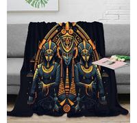 CTJQHVKZ stampa 3D Ancient gods coperta da divano microfibra biancheria da letto soffice e calda coperta da salotto traspirante anti-pilling per soggiorno Egyptian mystical arte 80×90inch(200x230cm)