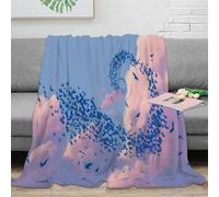 CTJQHVKZ stampa 3D bird formation coperta da salotto microfibra biancheria da letto morbida e calda plaid da salotto soffice e non perde pelo per soggiorno digital arte 70×80inch(180x200cm)
