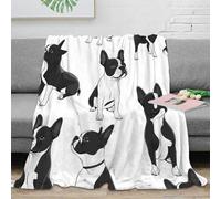 CTJQHVKZ stampa 3D Boston Terrier coperta microfibra biancheria da letto non perde pelo coperta da camera da letto calda per studenti in dormitorio cartoon Illustration 70×80inch(180x200cm)