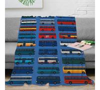 CTJQHVKZ stampa 3D bus collection coperta da viaggio microfibra biancheria da letto leggera e morbida plaid da viaggio compatto anti-pilling per viaggi vector illustrazione 80×90inch(200x230cm)