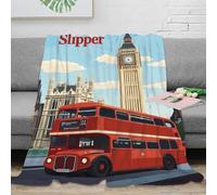 CTJQHVKZ stampa 3D bus scena coperta da letto microfibra biancheria da letto soffice coperta da divano lavabile in lavatrice per giovani in affitto vintage travel 80×90inch(200x230cm)