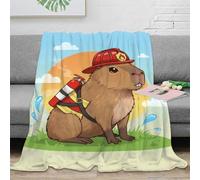 CTJQHVKZ stampa 3D Capybara firefighter coperta da divano microfibra biancheria da letto lavabile coperta da salotto anti-pilling per giovani in relax serale cartoon animal hero 70×80inch(180x200cm)