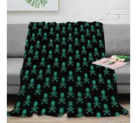 CTJQHVKZ stampa 3D crossbones pattern coperta da viaggio microfibra biancheria da letto anti-pilling plaid da viaggio compatto per regali per avventurieri Gothic scuro 80×90inch(200x230cm)
