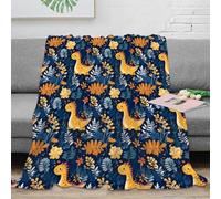 CTJQHVKZ stampa 3D Dinosaur pattern coperta termica microfibra biancheria da letto isolante coperta da letto anti-pilling per regali per nonni cartoon jungle design 70×80inch(180x200cm)