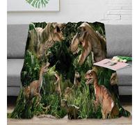 CTJQHVKZ stampa 3D Dinosaur scena plaid da divano microfibra biancheria da letto morbido coperta da divano anti-pilling per uffici open space giovanili Prehistoric jungle 80×90inch(200x230cm)